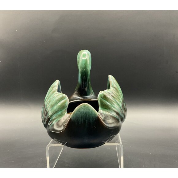 Vtg Blue Mountain Pottery Ceramic Swan Planter Vase Blue Green Drip Glaze Canada - Picture 4 of 8